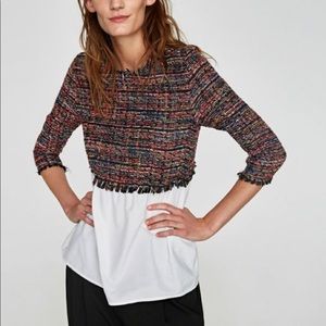 Zara tweed style blouse large NWT